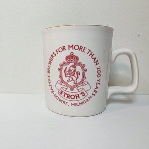 Vtg Stroh's Gold Rim Detroit Michigan Family Brewer Promotional Coffee Cup Mug
